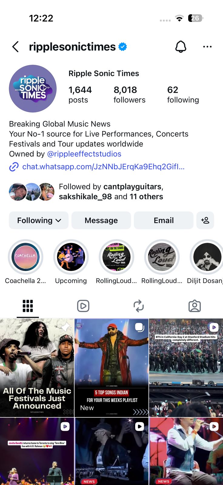 Ripple Sonic Times Instagram page - 8018 followers, verified